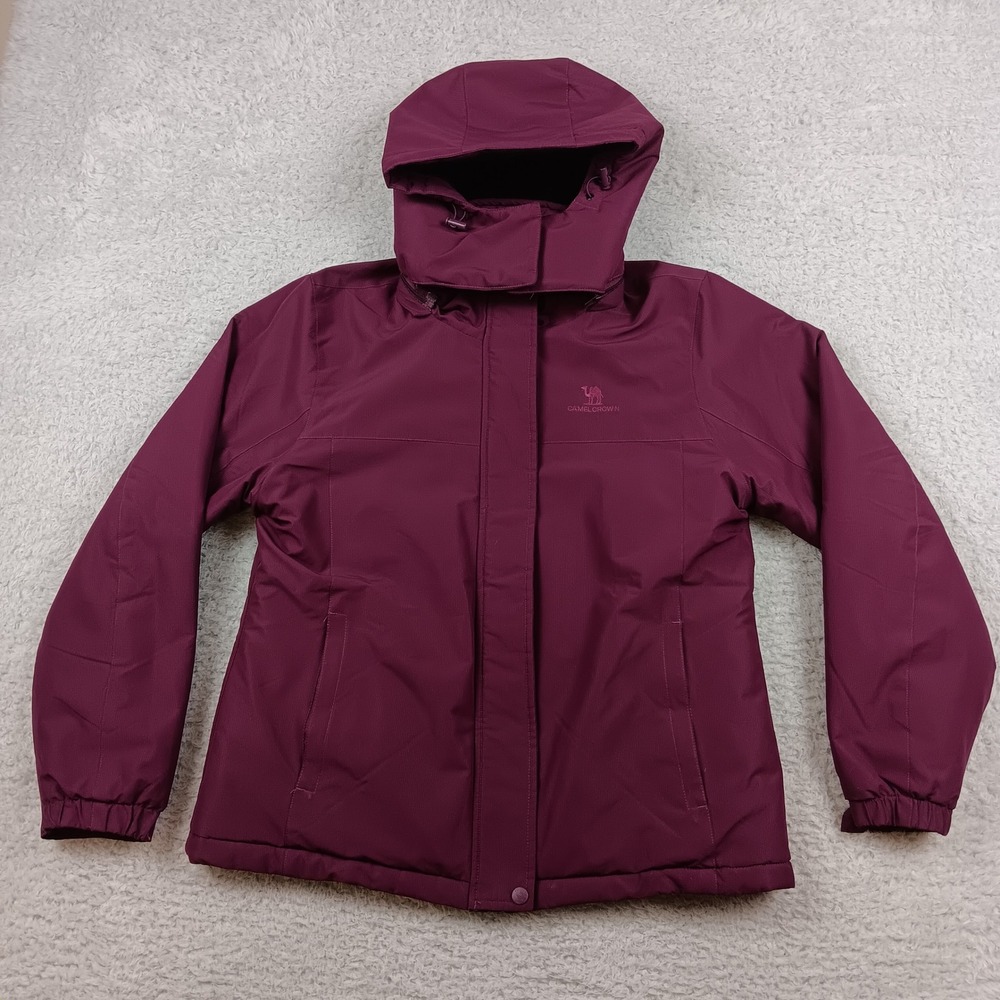 Camel Crown Jacket Ski Women M Purple Hooded Fleece Lined Insulated Outdoor